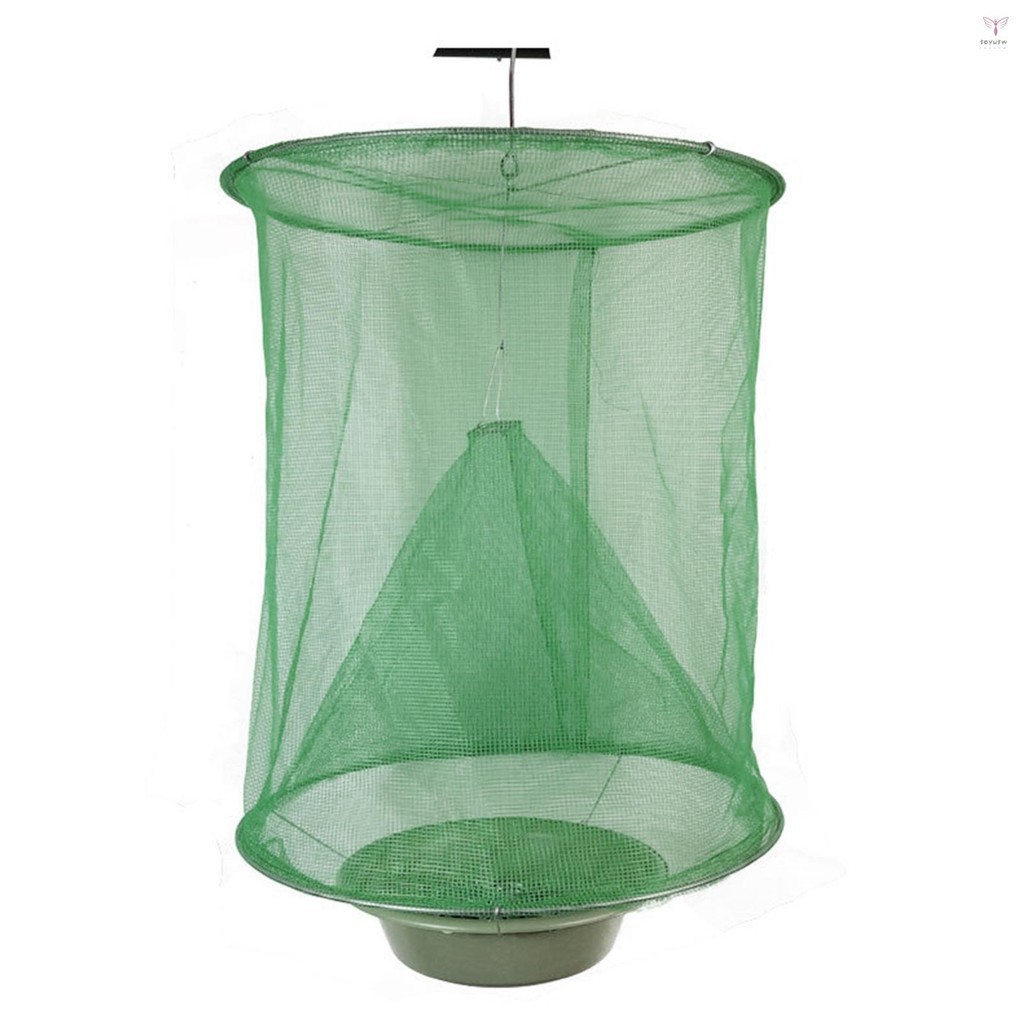 Uurig)可重複使用的懸掛式捕蠅器農場捕蠅器捕蚊籠折疊式捕蟲網適用於家庭牧場花園環保不包括碗