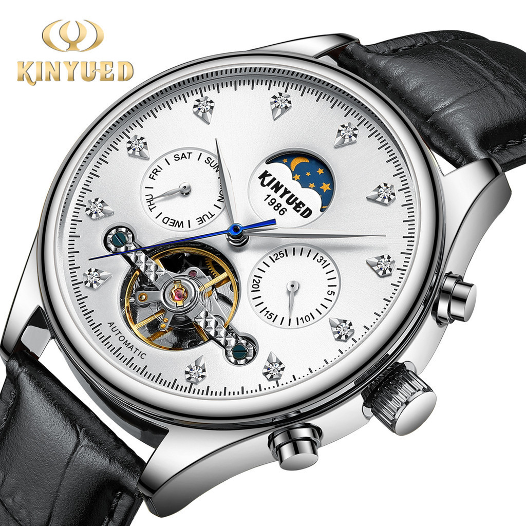 KINYUED 鏤空陀飛輪男士手錶 全自動機械錶 瑞士男士手錶 正品商務休閒機械錶  K044