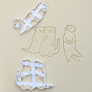 臺灣出貨 現貨 巴黎農樂園 新款塑膠海獺印章磨具白色壓花工具diy卡通牽手海獺印章模具（滋））