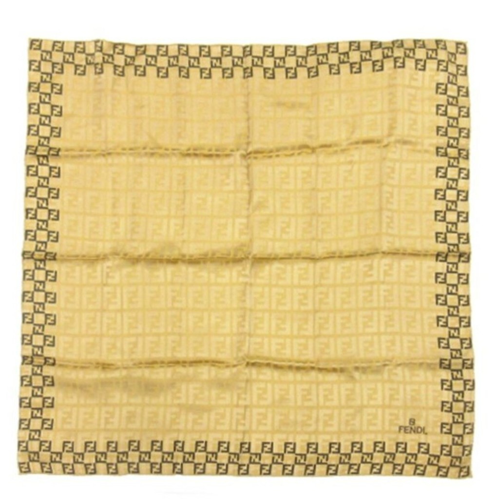 FENDI 芬迪手帕 絲巾 圍巾Zucca花紋棕色 日本直送 二手