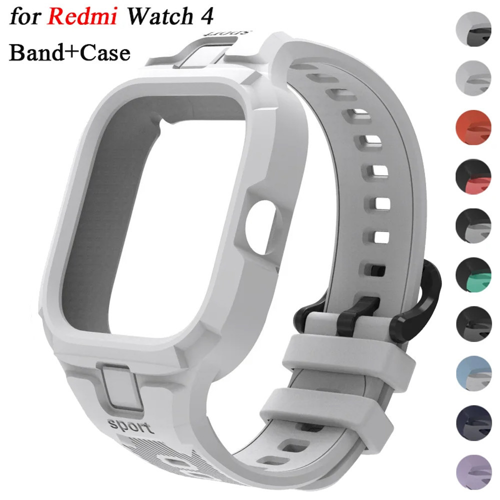 XIAOMI 適用於小米 Redmi 手錶 4 的運動錶帶 + 保護殼用於 Redmi 手錶 3 配件的軟 TPU 腕帶