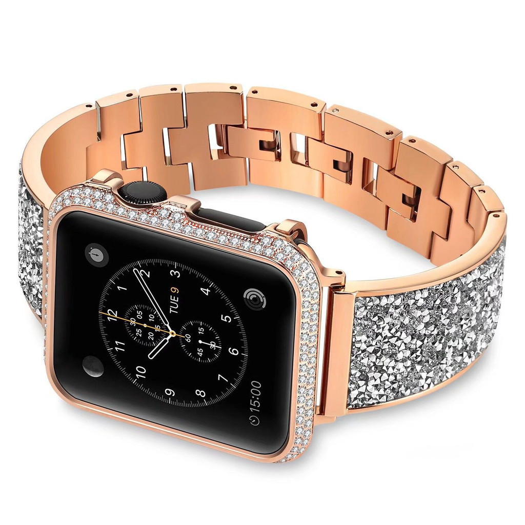 帶鑲鑽高檔金屬錶帶 適用 Apple watch 錶帶5 4 40 44 41 49mm 通用