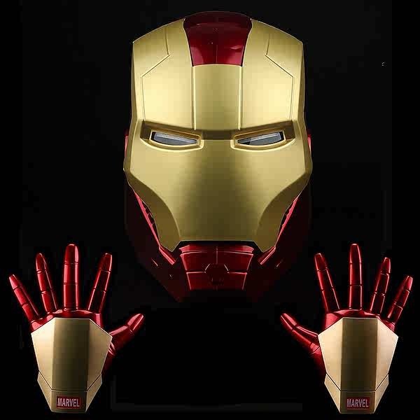 鋼鐵人頭盔 鋼鐵俠頭盔mk5賈維斯可穿戴電動可變形發光手臂手套兒童面具玩具