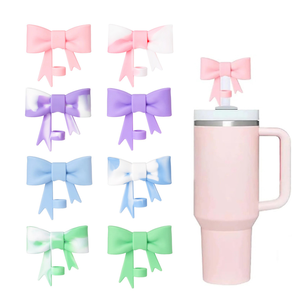 彩色蝴蝶結吸管套 防塵吸管帽10mm 適用於Stanley 40&30 Oz Tumbler 吸管防塵 矽膠 水瓶配件