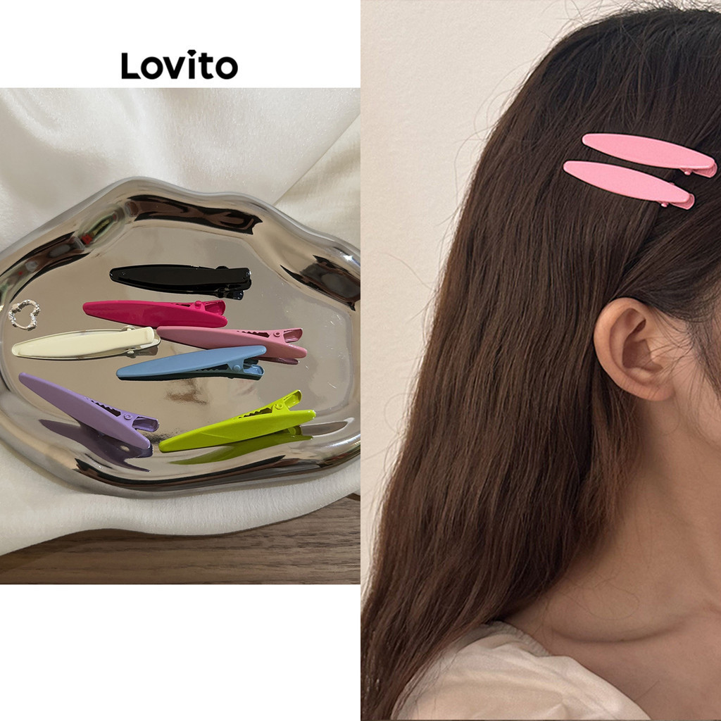 Lovito 女士休閒素色金屬多巴胺髮夾 LFA21128