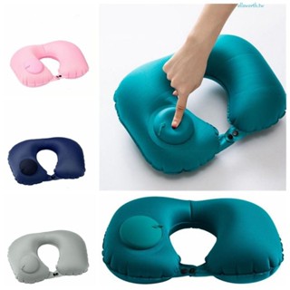 WMES自動充氣枕頭,超輕按壓-充氣U形枕頭,頸墊便攜式環形折疊U形頸墊辦公室午餐休息時間