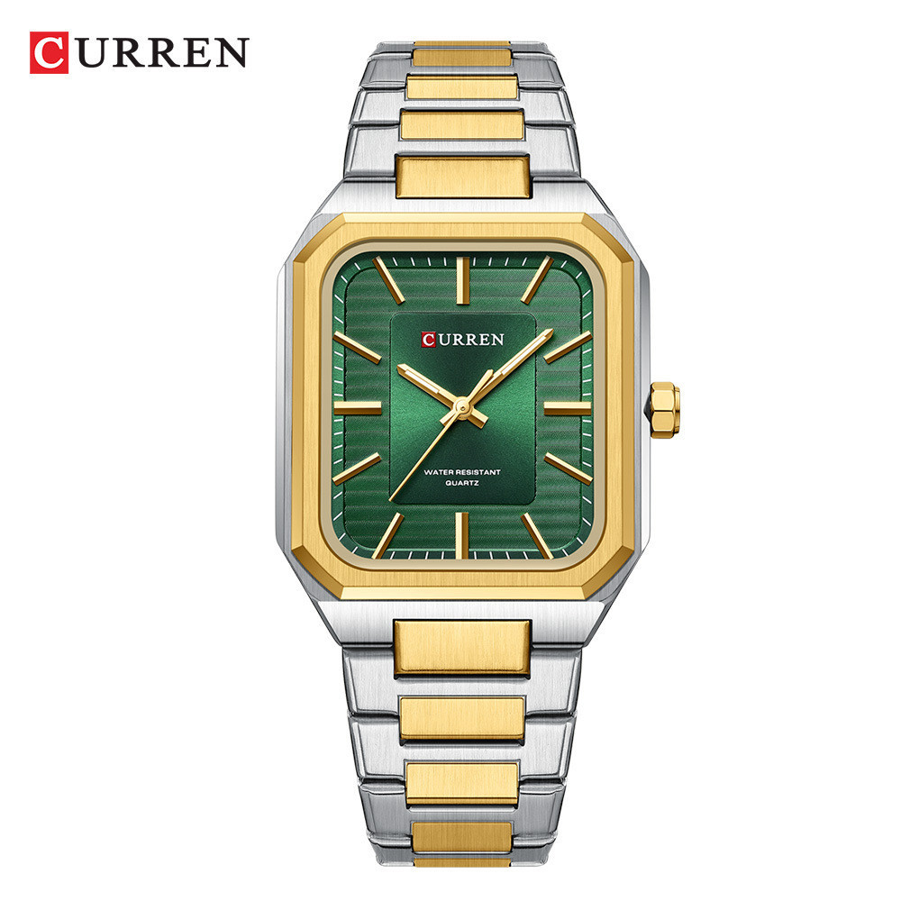 Curren  8457 時尚 休閒 鋼帶表 商務方形 石英錶 男士手錶(送精美表盒）