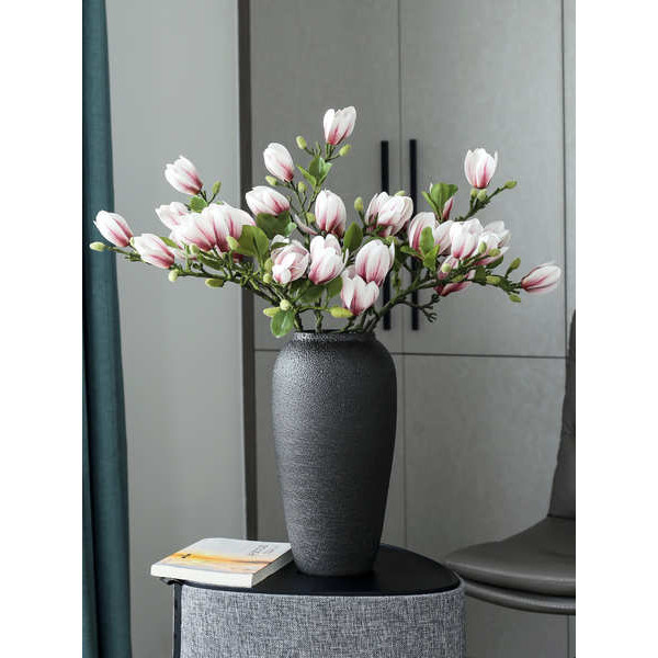 高檔PU手感新中式含苞玉蘭花仿真花客廳餐桌裝飾假花擺件擺設插花
