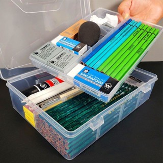 ‹素描筆盒›現貨 素描 筆盒 美術生 筆盒 大容量藝考專用雙層透明鉛筆文具 收納盒 工具盒