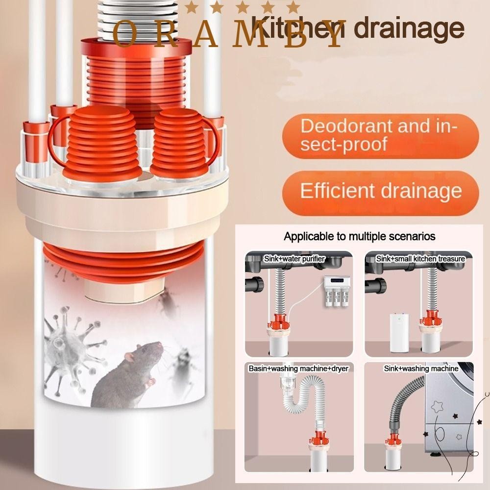 ORAMBEAUTY廚房水池下水道支管,防回流密封圈水槽排水管適配器,多功能防臭排水管接頭