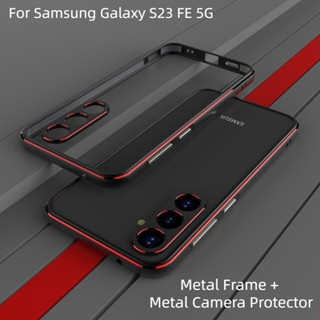 SAMSUNG 三星 Galaxy S23 FE 5G 防震保護殼的豪華超薄輕金屬相機鏡頭保護套合金框架手機殼