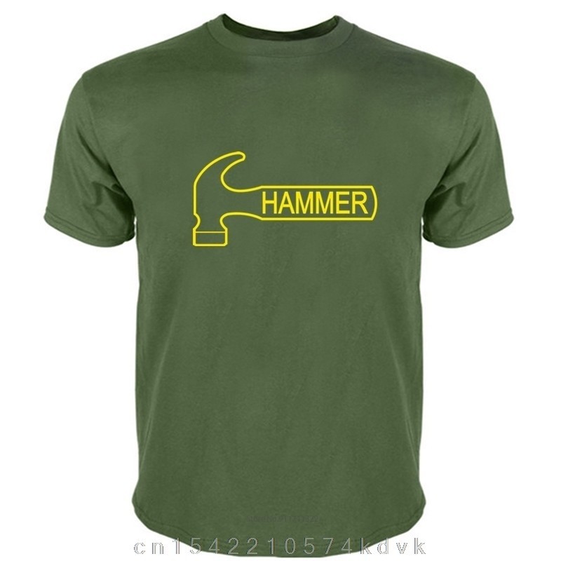 有趣的男孩棉 T 恤時尚品牌 T 恤男士寬鬆 Hammer 男士 T 恤保齡球襯衫無標籤 100% 黑色橙色