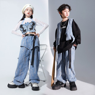 潮酷套裝 女童爵士舞服裝帥氣日系街舞演出服套裝少兒嘻哈hiphop走秀舞臺潮嘻哈舞蹈服 兒童街舞服 爵士舞服 演出服WD