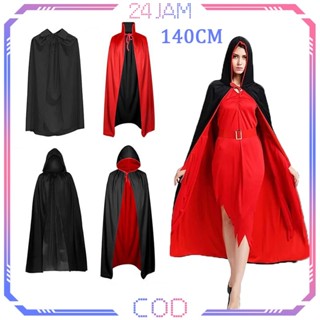 MERAH 140cm 萬聖節服裝/德古拉斗篷/黑紅萬聖節角色扮演女巫吸血鬼