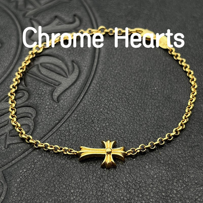Chrome Hearts克羅心22K金色十字架手鍊嘻哈個性小眾氣質細鏈經典款CS 手鏈