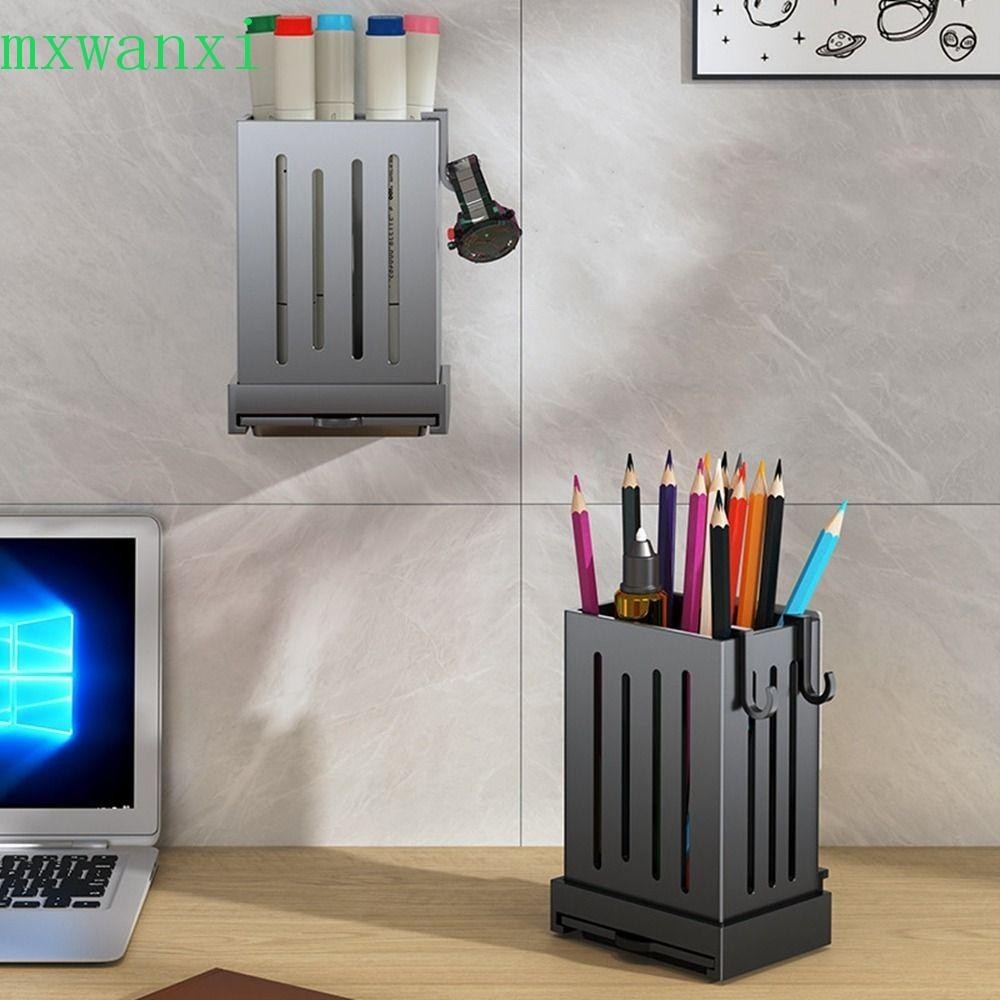 MXWANXI排水筷子架,塑料壁掛式餐具收納盒,實用黑色/灰色獨立式帶鉤子餐具架勺子