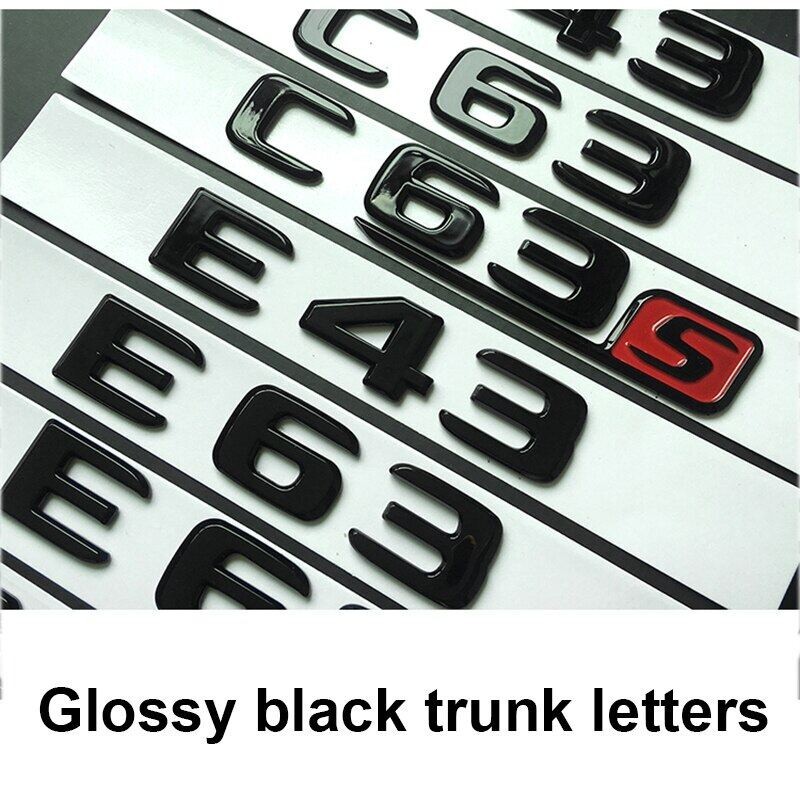 趣味汽車 DIY 汽車後備箱模型名稱貼紙光面黑色字母數字標誌適用於梅賽德斯奔馳 A45 C43 C63 C63S E43