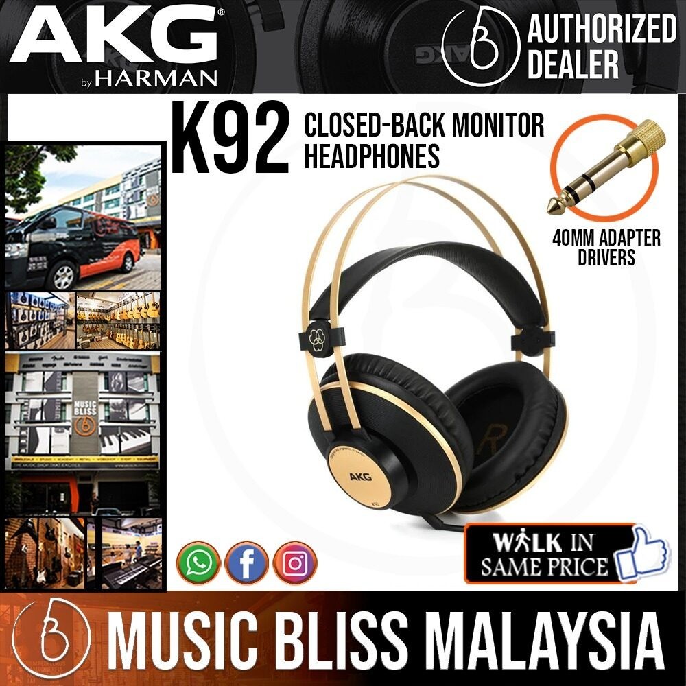 Akg K92 封閉式監聽耳機 (K-92 / K 92) 專業監聽耳機頭戴式耳機 Hifi Studio 可折疊耳機