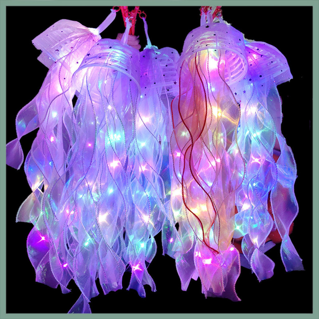 【Wx】庭院燈趣味優雅紗布七彩燈高亮度多功能裝飾輕巧水母吊燈戶外用品