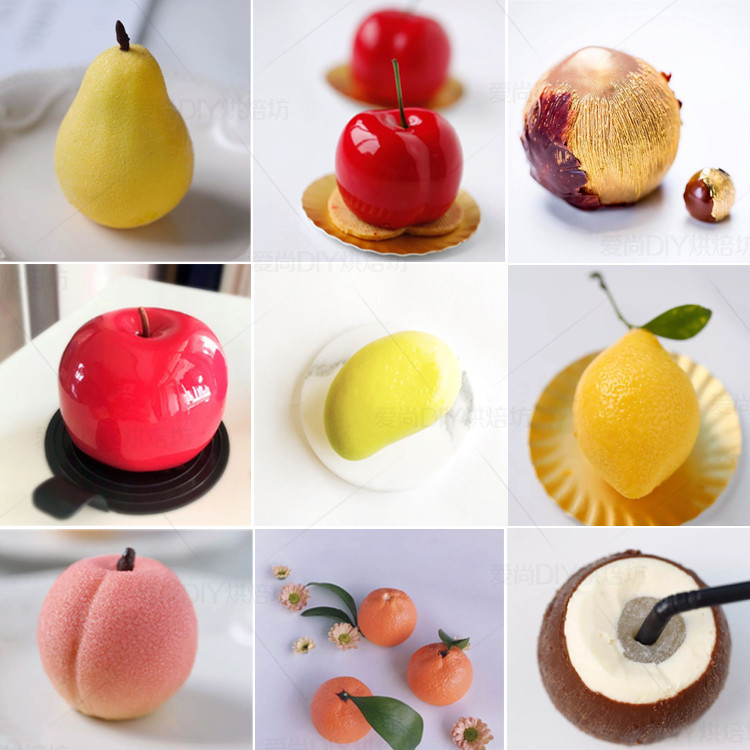 水果矽膠模蘋果櫻桃檸檬橘子法式慕斯蛋糕矽膠模具