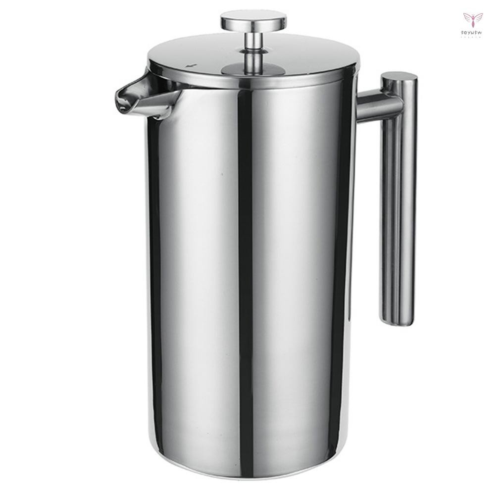 French Press 304 不銹鋼保溫咖啡壺茶壺 800ML 3 個過濾器防燙手柄防銹咖啡機