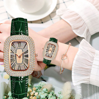 tiktok小綠表、女士手錶女小眾鴿子蛋網紅合金水鑽滿天星手錶、高級感軟錶帶女士手錶，女朋友禮物