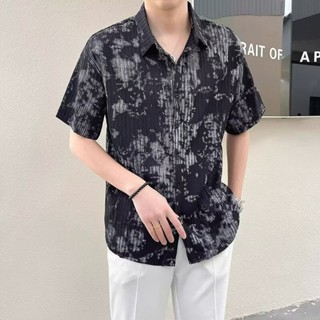 短袖襯衫 M-3XL 夏威夷風寬鬆花襯衫男 2024新款夏季短袖襯衫冰絲寸衫