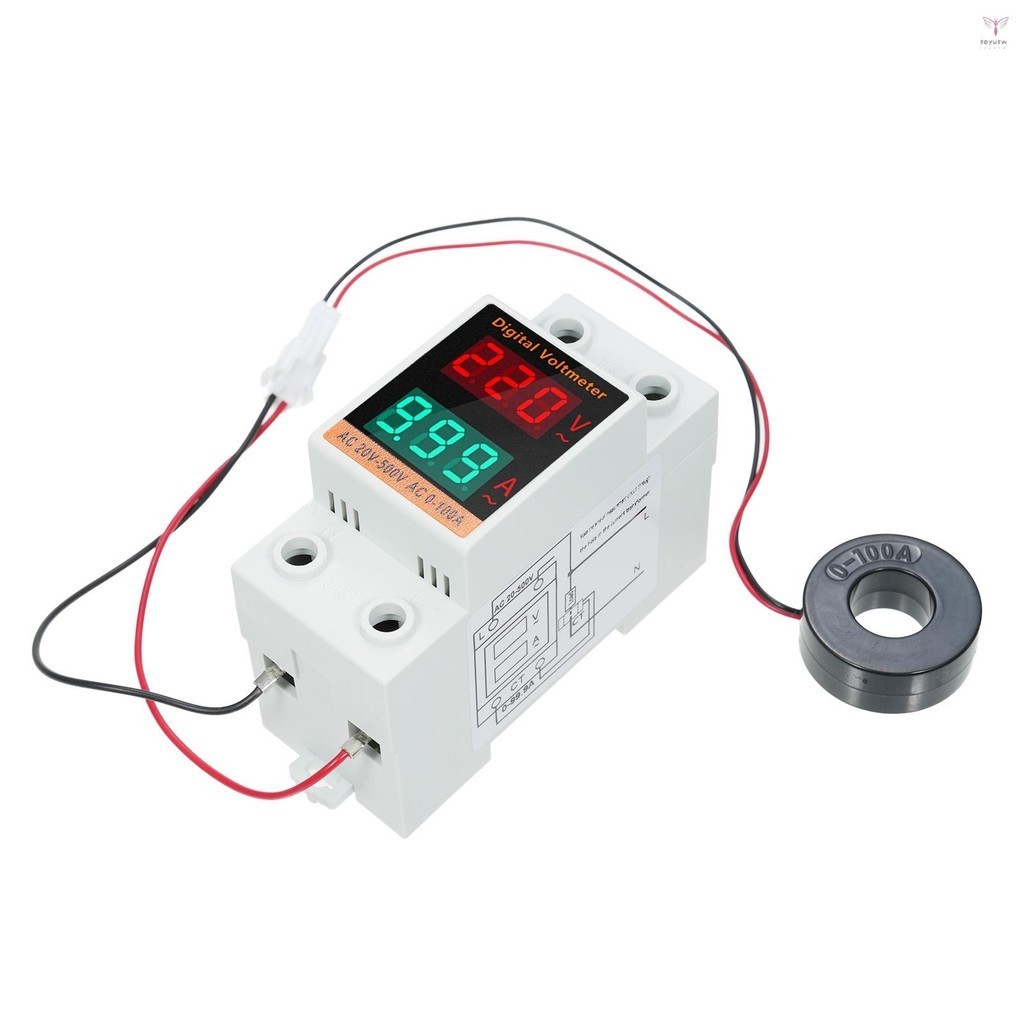 數字單相電能錶帶變壓器多功能導軌功率計 AC20V~500V 0~99.9A 電壓表電流表電壓安培萬用表