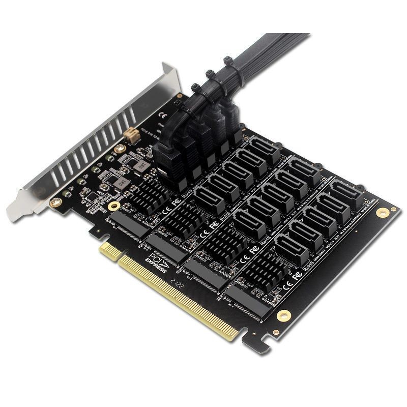 PCIEX16 NVME M.2  RAID陣列擴展 轉SATA   20口轉接卡JMB585芯片