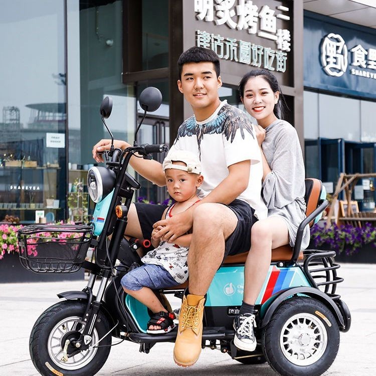 【臺灣專供】電動三輪車家用小型迷你接送孩子女士代步車老年人電瓶三輪車