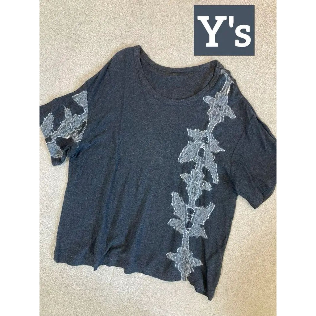 Yohji Yamamoto 山本耀司 針織上衣 T恤 襯衫 Y's 刺繡 短袖 灰色 mercari 日本直送 二手