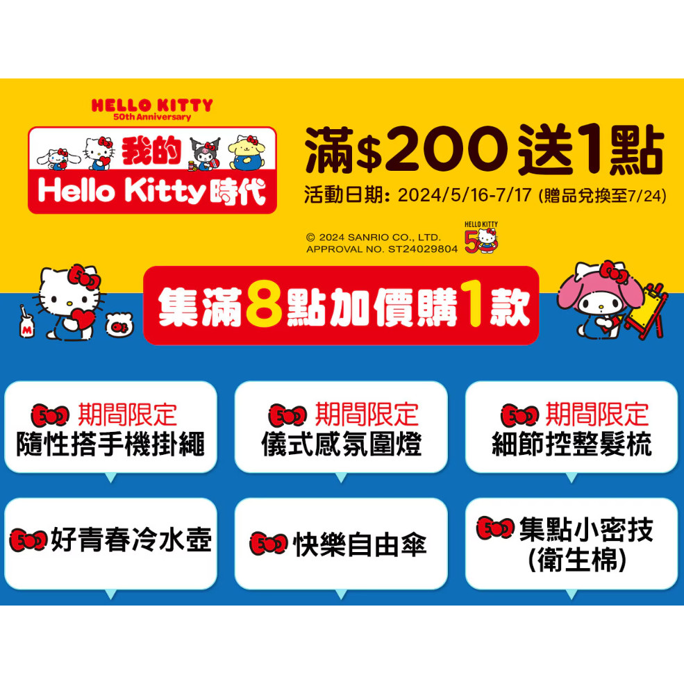 《現貨》屈臣氏集點 最新 我的Hello Kitty時代貼紙 印花 集點加購 點數 2024 屈臣氏點數 屈臣氏 貼紙