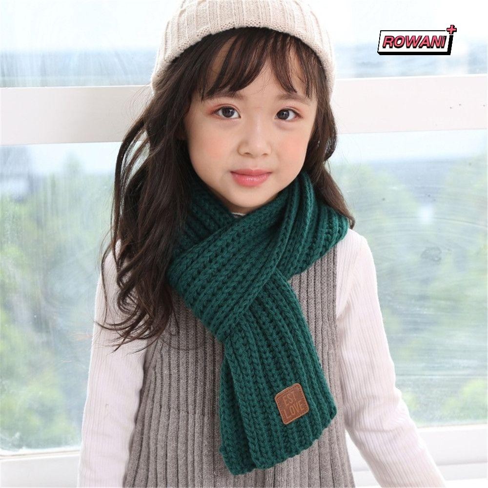 ROWAN1兒童圍巾,溫暖厚頸部取暖器,時尚戶外冬天可愛針織圍巾男嬰女孩