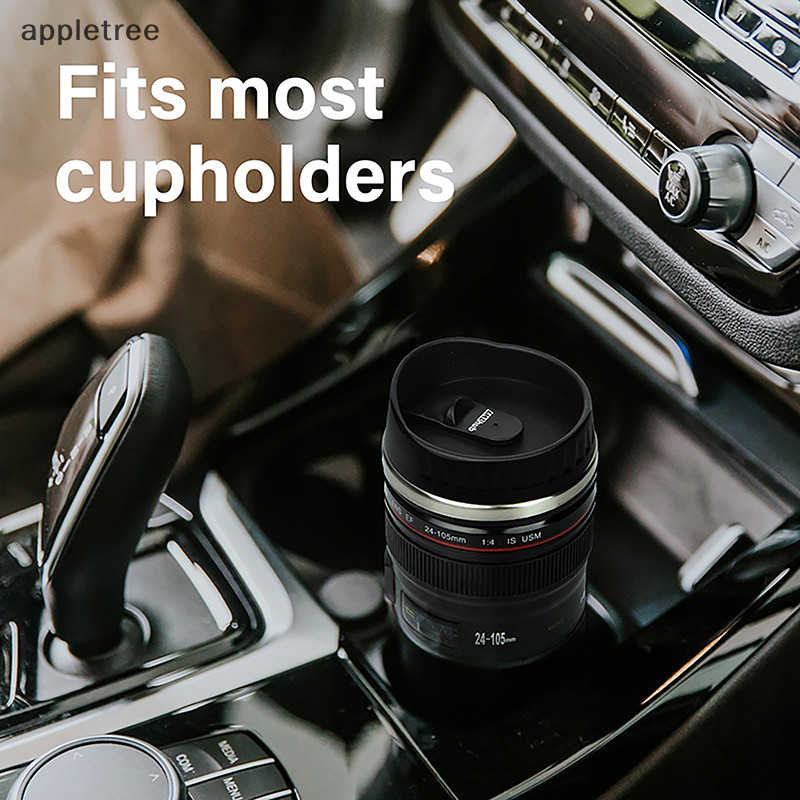 Appl相機鏡頭咖啡杯帶蓋不銹鋼單反相機鏡頭水杯ef24-105mm黑色白色馬克杯創意禮品飲料tw