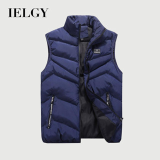 IELGY 背心黑色大衣拉鍊羽絨簡約百搭休閒時尚男裝