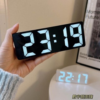 【臺灣現貨】桌面電子時鐘 小鬧鐘 LED夜光鏡面鬧鐘 靜音時間顯示器 ins 桌面擺件 數字臺式鐘錶 生日禮物 宿舍好物