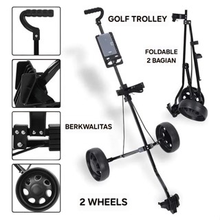 高爾夫手推車 2 輪輕型推拉實用經濟可折疊折疊 2 件