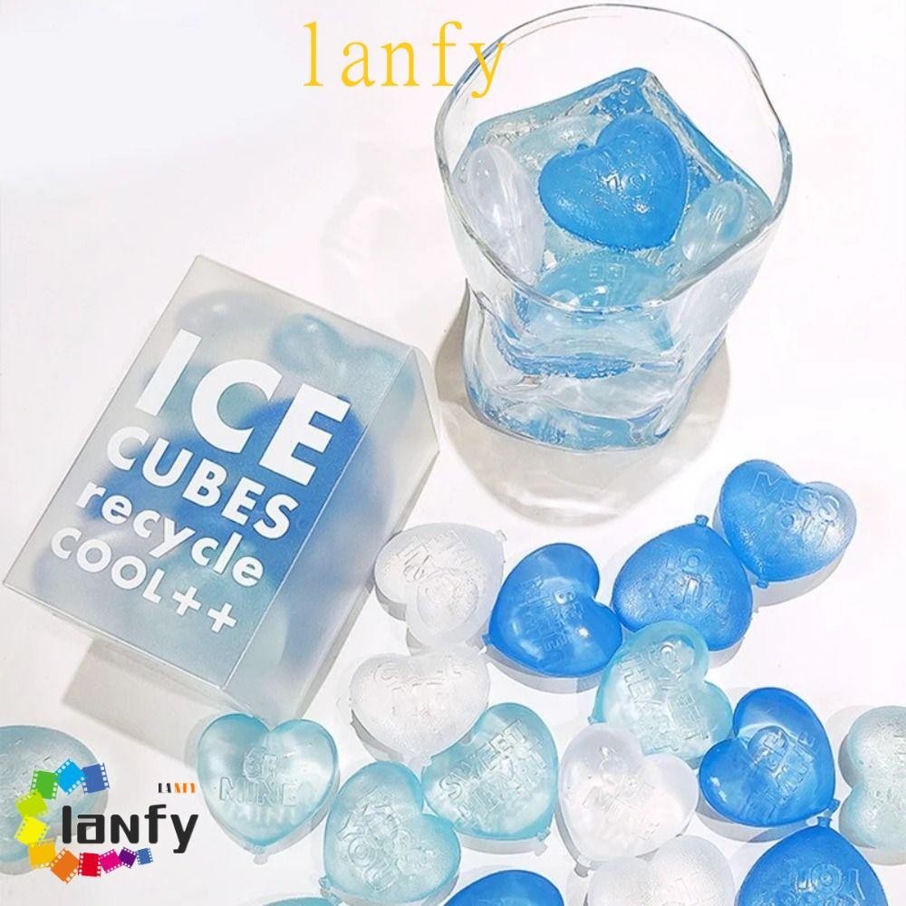 LANFY15pcs威士忌冷冰冰的石頭,可重複使用速凍心形冰立方石,耐磨可愛塑料果汁啤酒冷卻器