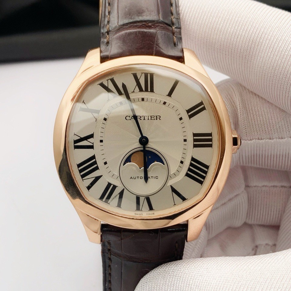 自動玫瑰金18K腕錶 機械月相男士手錶