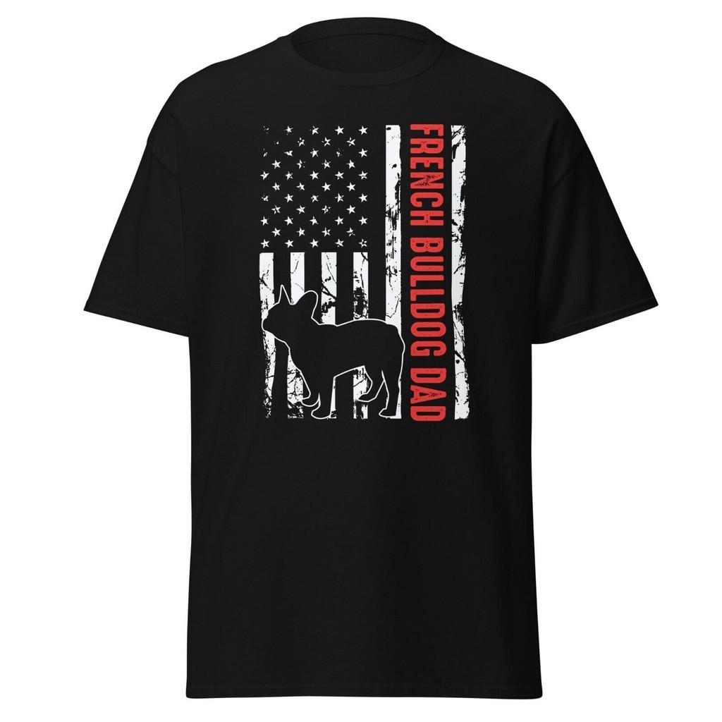 法國鬥牛犬爸爸美國國旗美國男式 T 恤