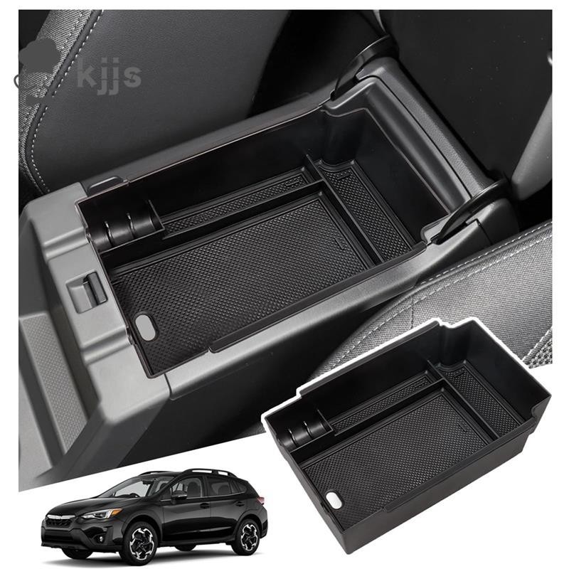SUBARU 中控台收納盒、扶手托盤儲物盒內飾配件黑色 ABS+橡膠適用於斯巴魯 Crosstrek 2024