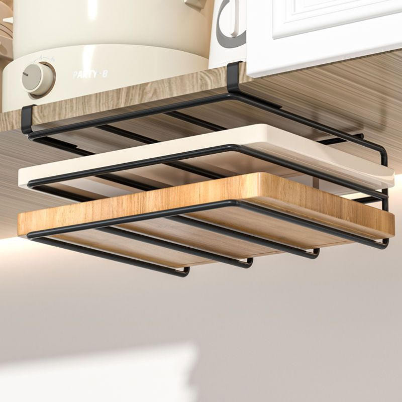廚房吊櫃下掛式免打孔置物架鍋蓋架多功能掛鉤懸掛廚具砧板收納架