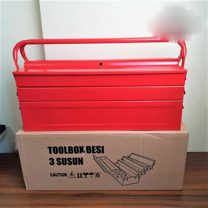 Peralatan 耐用大容量3層鐵工具箱工具箱工具箱工具箱釣魚設備