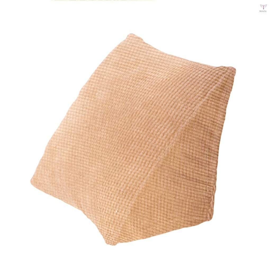三角枕舒適閱讀枕帶拉鍊口袋三角形楔形枕小靠背支撐枕墊枕適用於辦公室家用床沙發