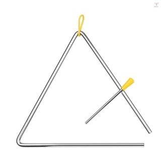 10 英寸三角鈴三角龍帶金屬槌偶像鋼打擊樂兒童幼兒節奏學習早教樂器手打擊三角帶 St