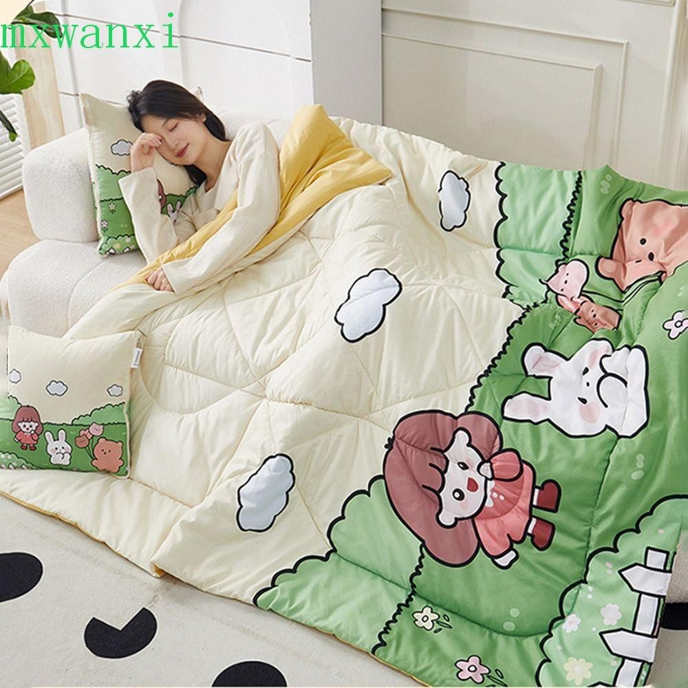 MXWANXI2在1枕頭毯,聚酯纖維卡哇伊卡通抱枕,贈品卡通軟絎縫旅行毛毯首頁