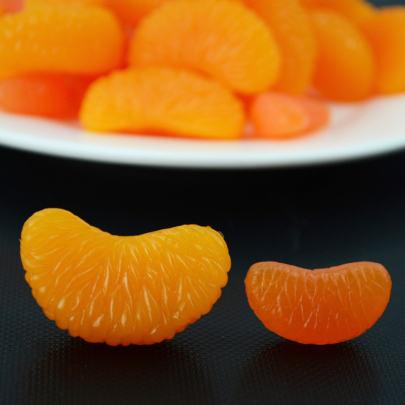 仿真桔子肉水果模型假橘子瓣塑脂桔子塊手工蛋糕DIY粘土食玩裝飾仿真水果
