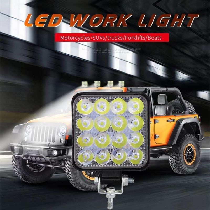 JEEP 方形/圓形 48W LED 工作燈 12V 24V 越野泛光燈,適用於汽車卡車 SUV 4WD 吉普車