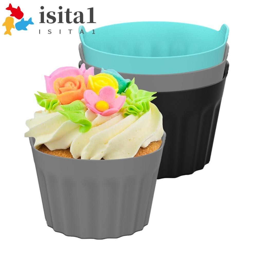 ISITA3件空氣炸鍋蛋模,硅膠雙手柄紙杯蛋糕模具,鬆餅蛋糕模具耐熱可重複使用雞蛋偷獵者布丁