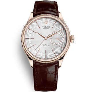 切利尼m50515玫瑰金白盤皮帶自動機械男手錶